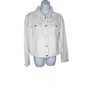Altar'd State Off White Denim Jacket Womens Small Button Front‎ Casual
